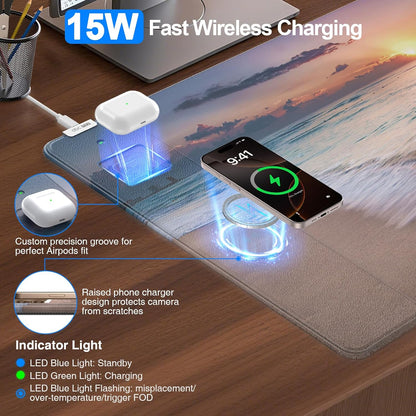 Mouse Pad con Carga Inalámbrica Beach Sunset