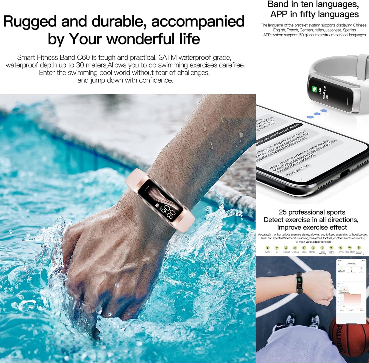 Reloj inteligente de fitness con monitor de actividad