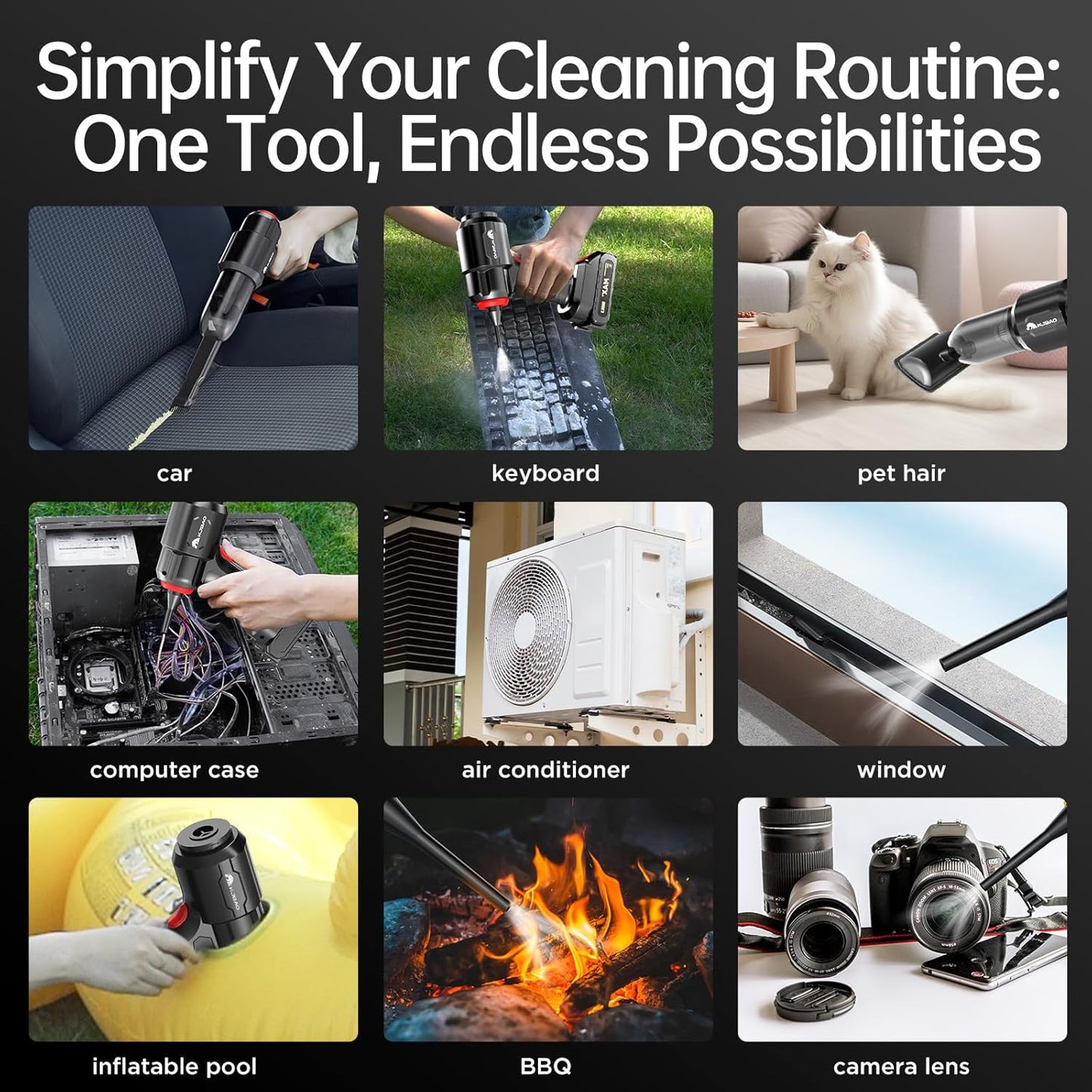 KJBAO - Aspiradora de mano inalámbrica para coche, 4 en 1