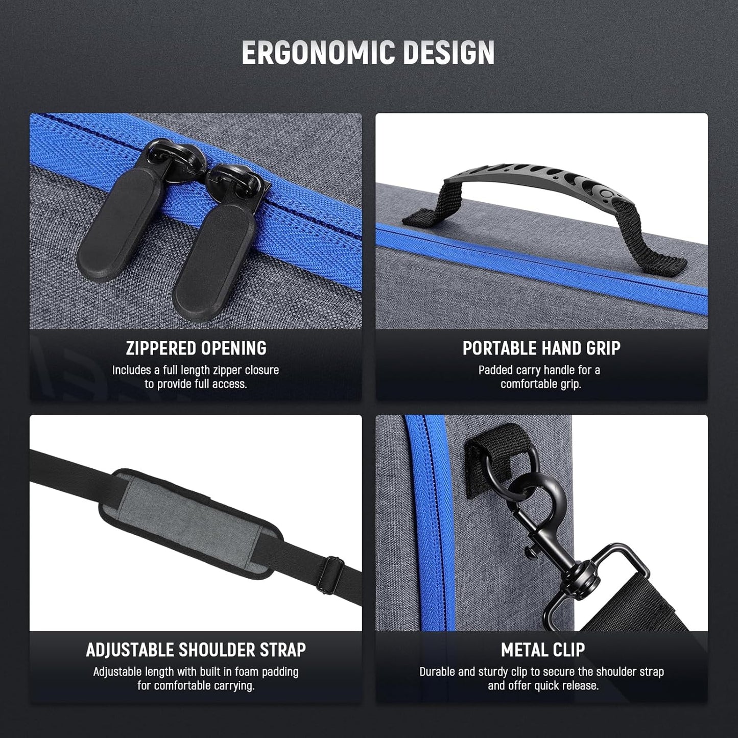 Bolsa de transporte Neewer para Q4, compartimentos dedicados.