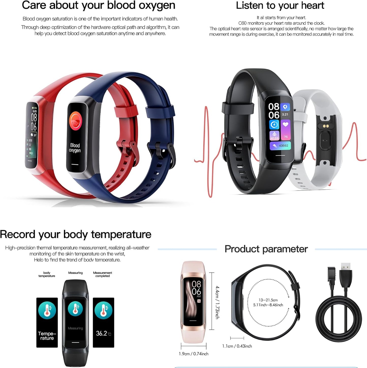 Reloj inteligente de fitness con monitor de actividad