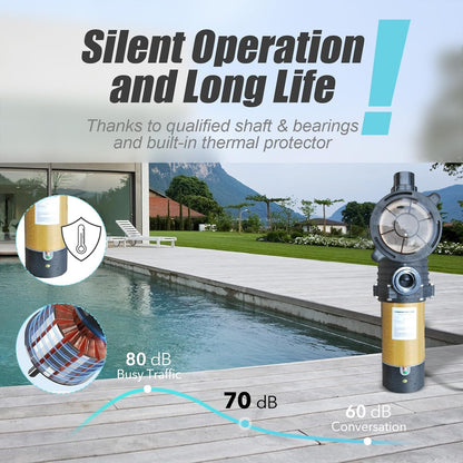 Pureby - Bomba De Piscina De 1.5 Hp, 115V, 42FT, autocebante.