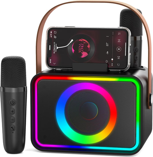Karaoke para Adultos y niños, 2 micrófonos, portátil con Bluetooth.