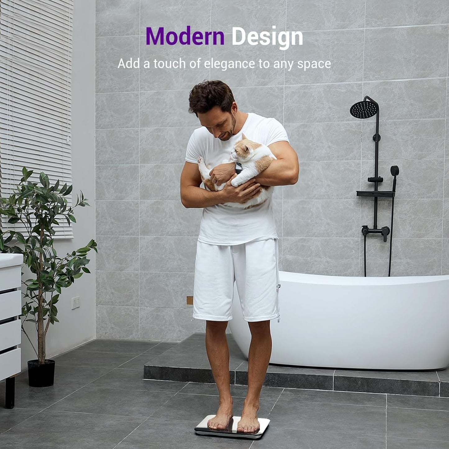 Báscula digital Ovutek de alta precisión para baño con pantalla LED, vidrio templado y capacidad de 180 kg