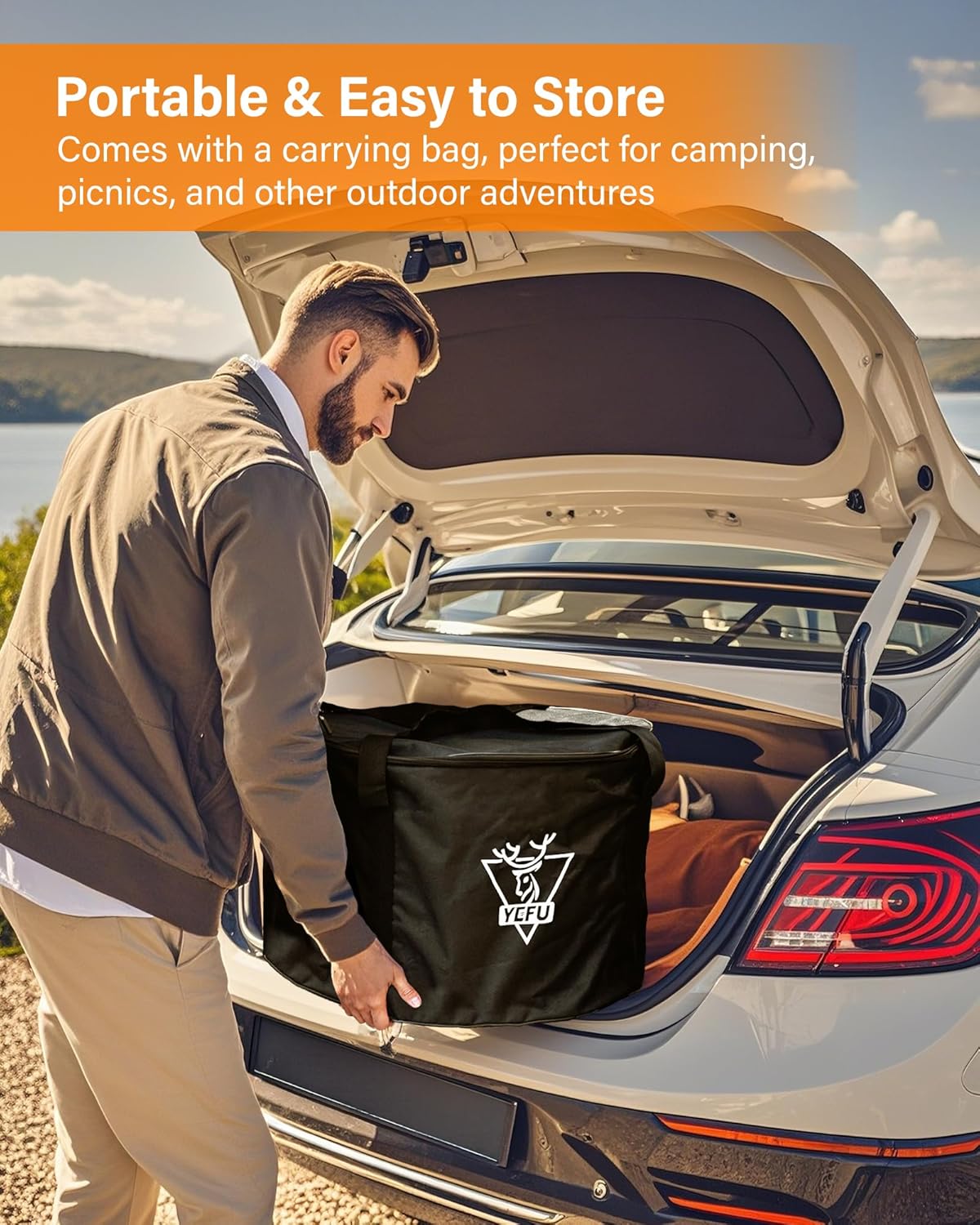 YEFU Fogata con cenicero extraíble: sin humo, acero inoxidable.