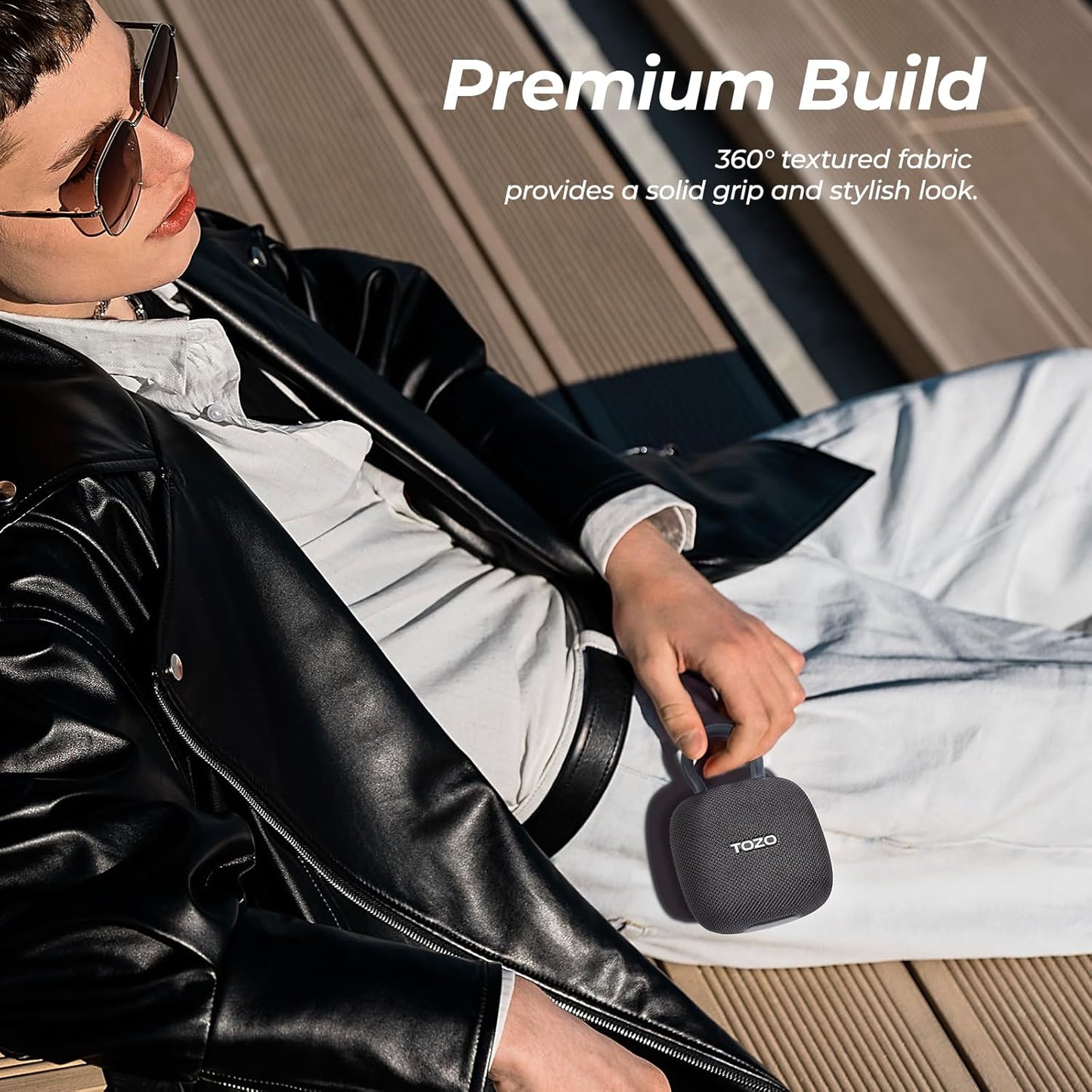 Altavoz Bluetooth portátil con mosquetón ajustable, TOZO PE1