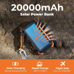 Cargador Solar Blavor PN-W39, 20000mAh con cables,  para iPad, Samsung, Apple