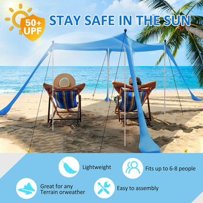 Tienda de campaña de playa con manta, 11 X 11 FT, protección UV50+.