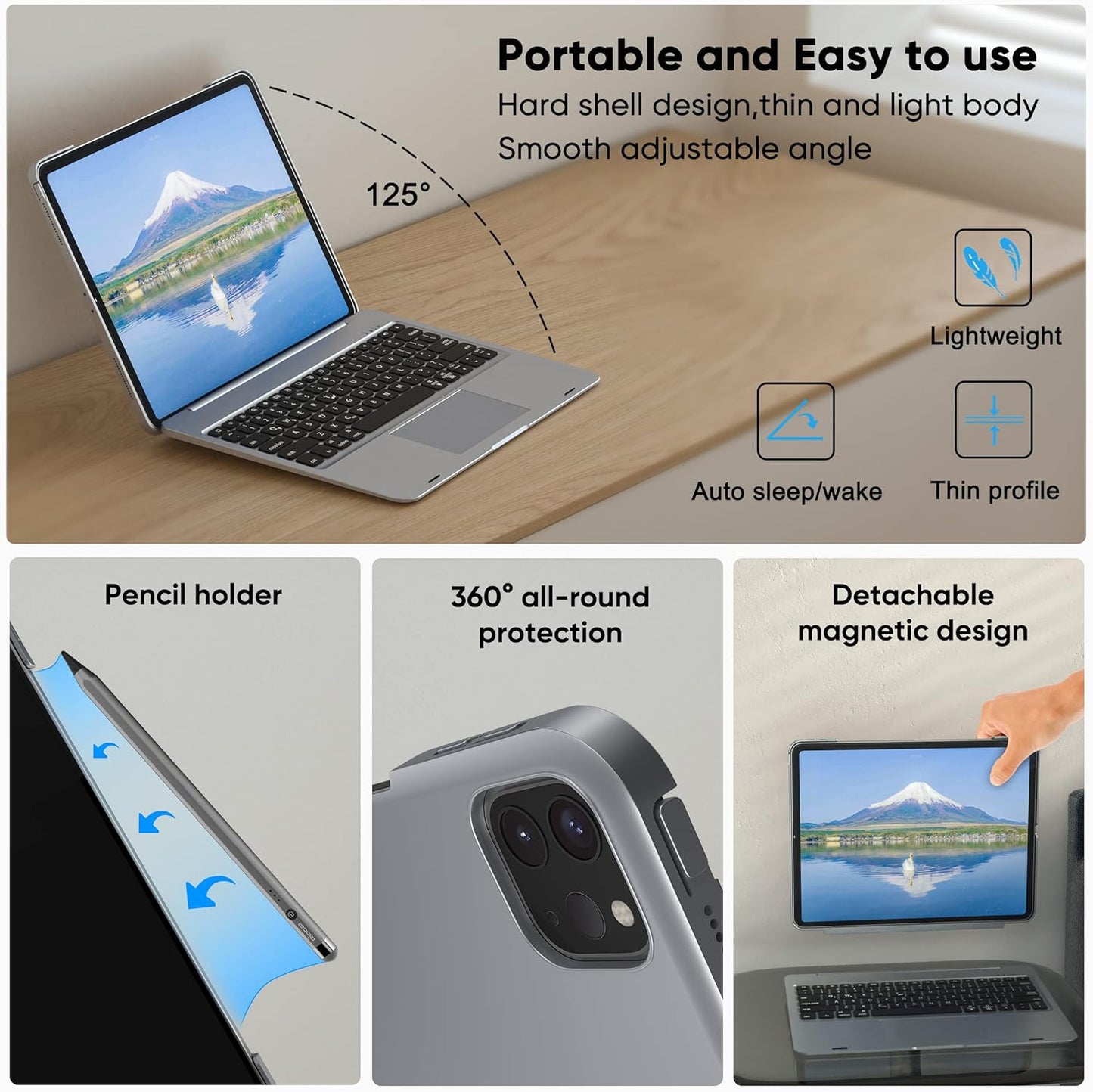 Funda de teclado desmontable para iPad Pro 12.9", DOQO.(USADO).