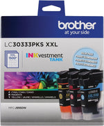 Brother LC30333PKS - Paquete de 3 cartuchos de tinta de color de alto rendimiento.