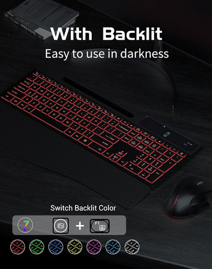 Combo De Mouse Inalámbrico Para Teclado Y Teclado Ergonómico Retroiluminado
