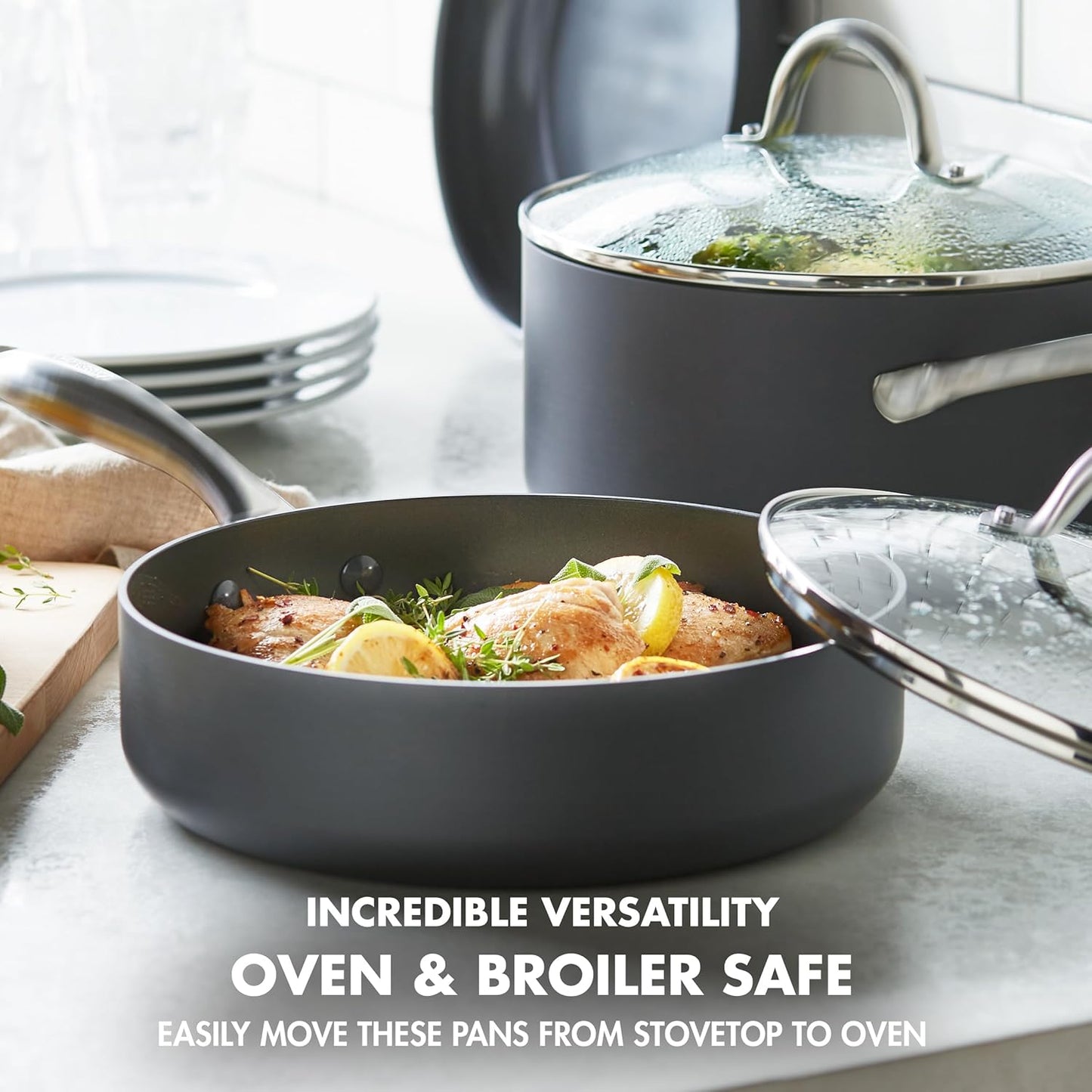 Juego de sartenes de cocina antiadherentes, 12 piezas, (DETALLE).