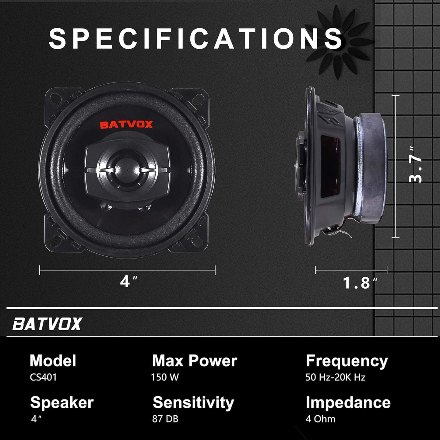 Altavoces coaxiales para audio de coche, con parrilla extraíble.