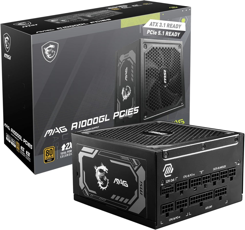 Fuente Poder MSI MAG A1000GL PCIE5 1000W 80 Plus Gold