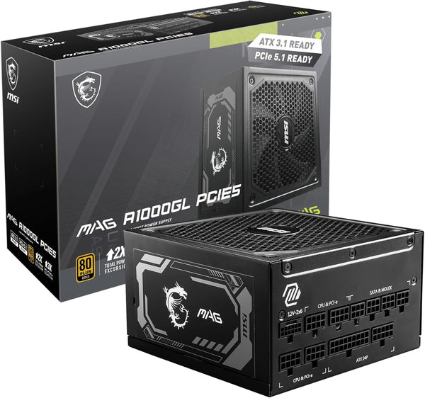 Fuente Poder MSI MAG A1000GL PCIE5 1000W 80 Plus Gold