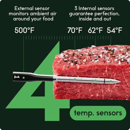 Termómetro inalámbrico inteligente de carne con 2 sondas ultrafinas, USADO