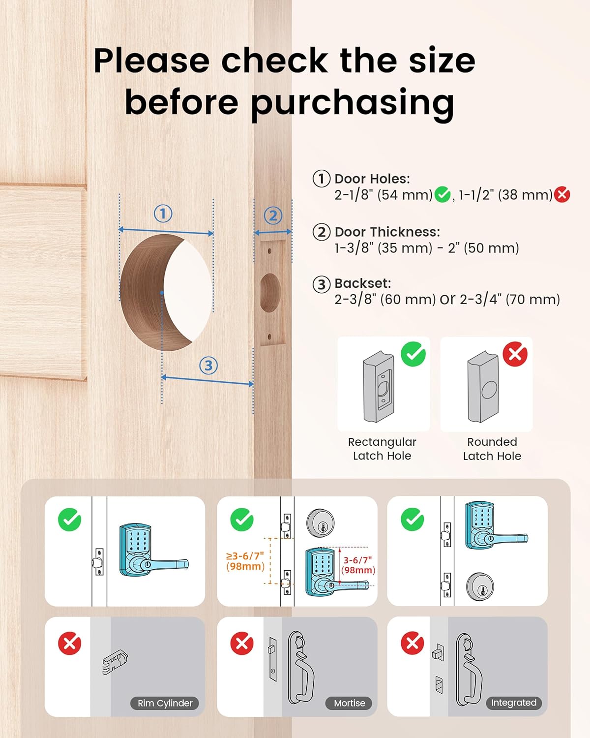 Cerradura de puerta inteligente, sin llave con teclado y asa visualización táctil.