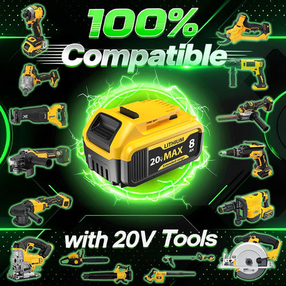 Batería de repuesto Yayetur, compatible con Dewalt, 20V Max 8000 mAh