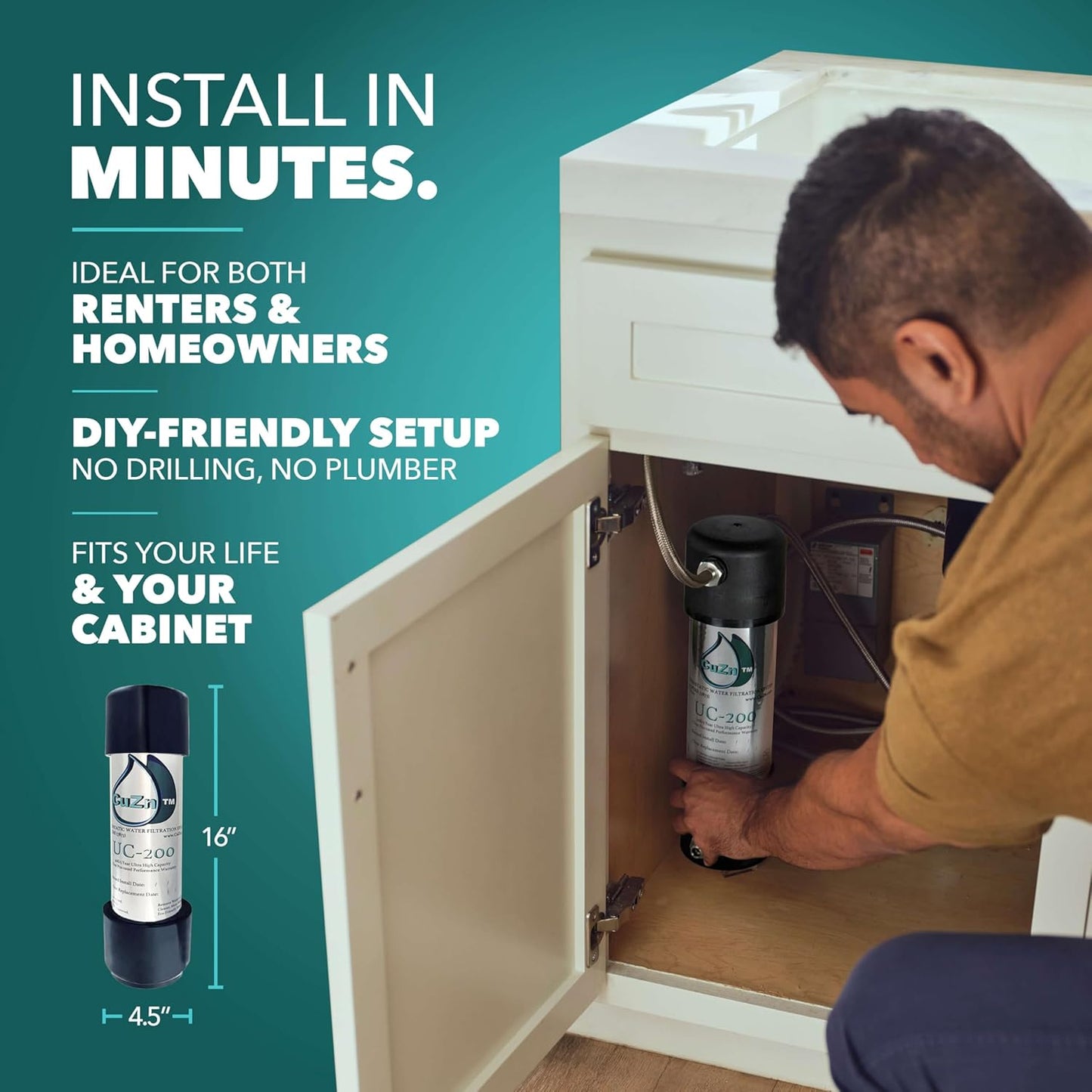 cuzn uc-200 Under Contador Filtro de agua.