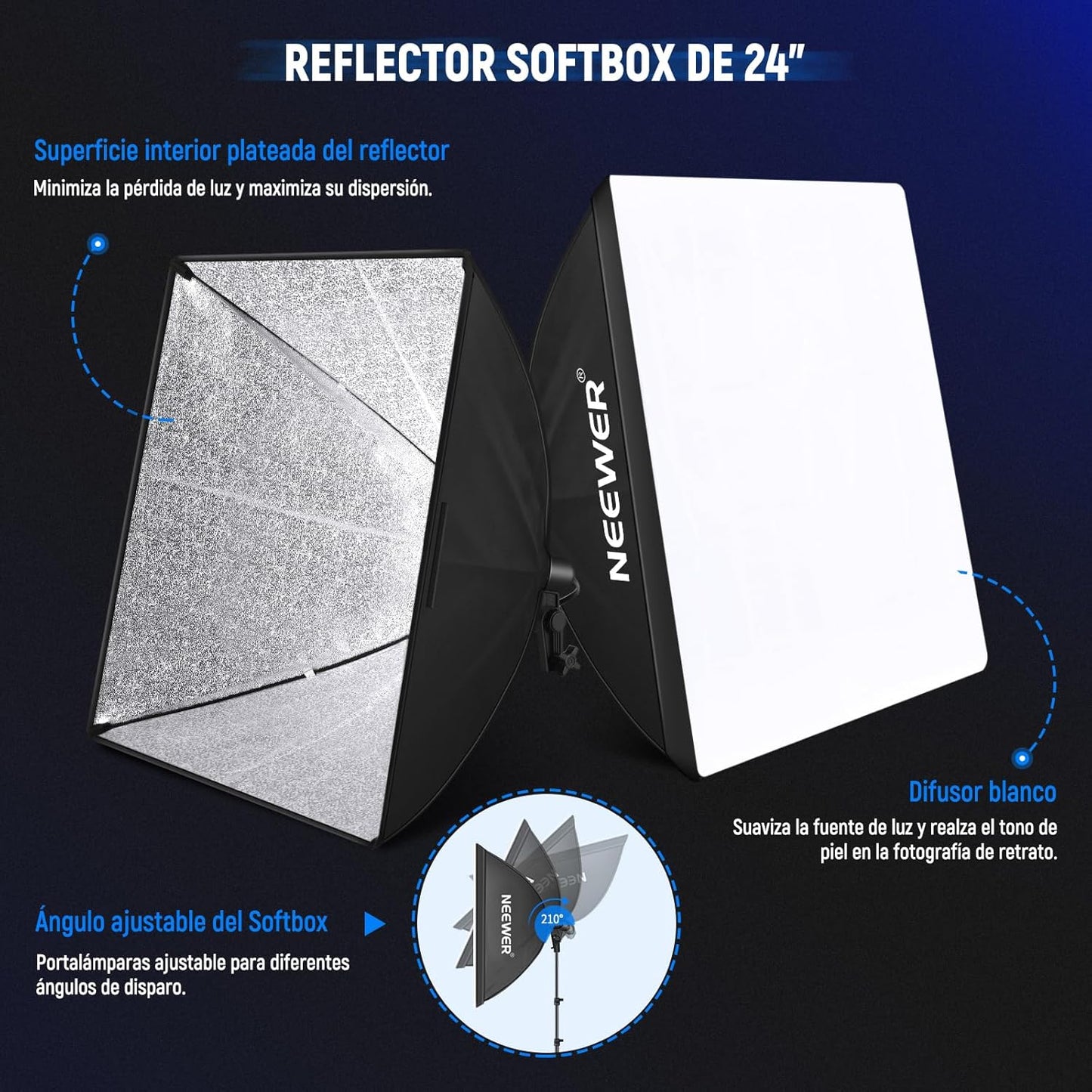 Luz Continua Fotografía Kit con Fondos, 8.5x10ft Soportes, 5700K 800W Equivalentes 24W