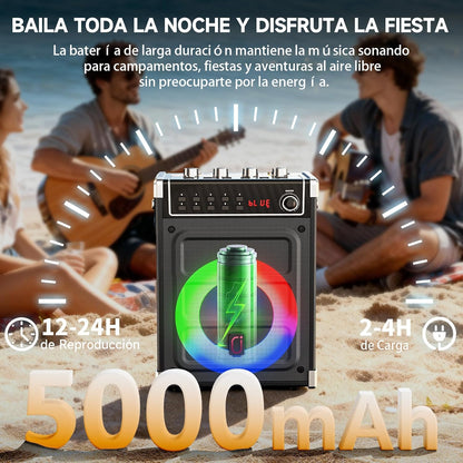 Altavoz Karaoke Bluetooth JYX-69BT con 2 Micrófonos Inalámbricos.