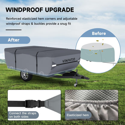 Funda plegable para caravana, impermeable, anti-UV, correas anti-viento.