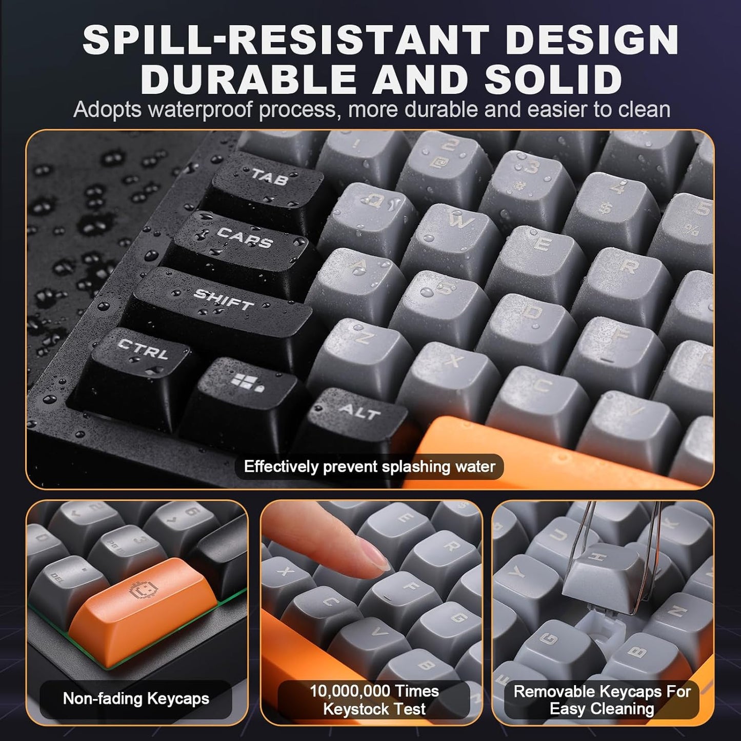 YUNZII D98 - Teclado de membrana para juegos, retroiluminación.