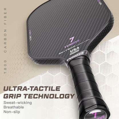 Paleta de Pickleball YVmove 3K+T800, Fibra de Carbono V-Sonic IV-16 mm