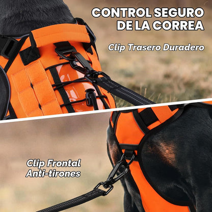 Arnés táctico Wingoin naranja, para perros medianos, reflectante ajustable