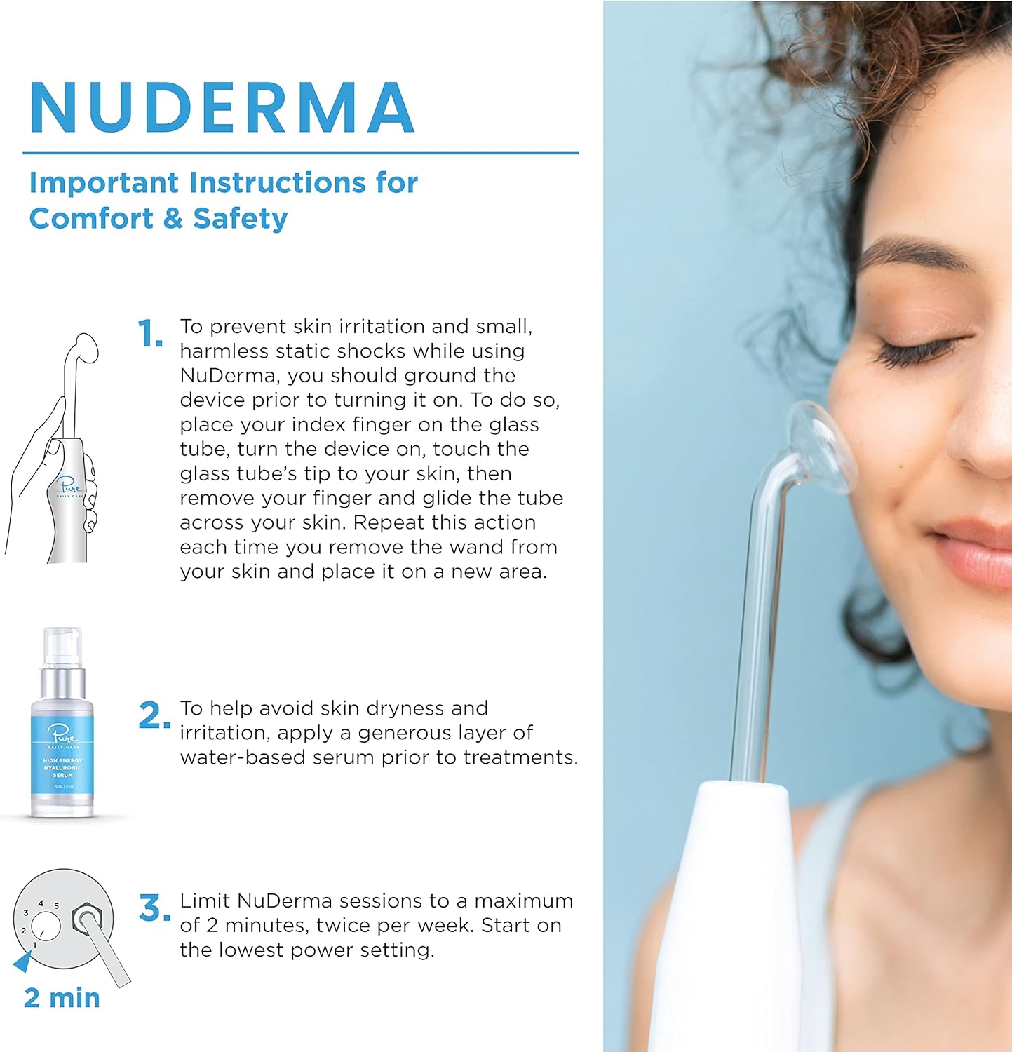 NuDerma, Máquina portátil de terapia de piel, antiarrugas, estimulador.