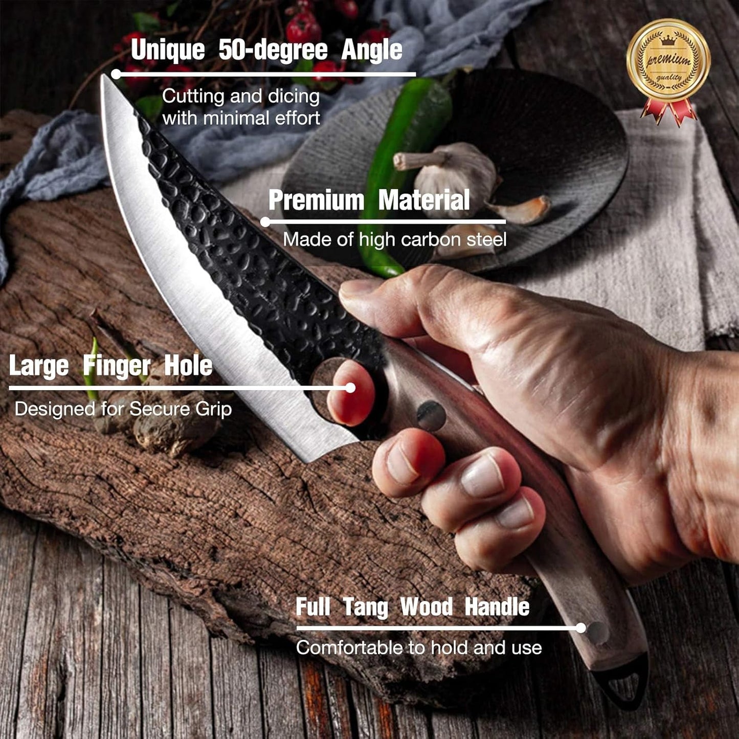 Cuchillo Vikingo Golden Bird, de carnicero, deshuesador.