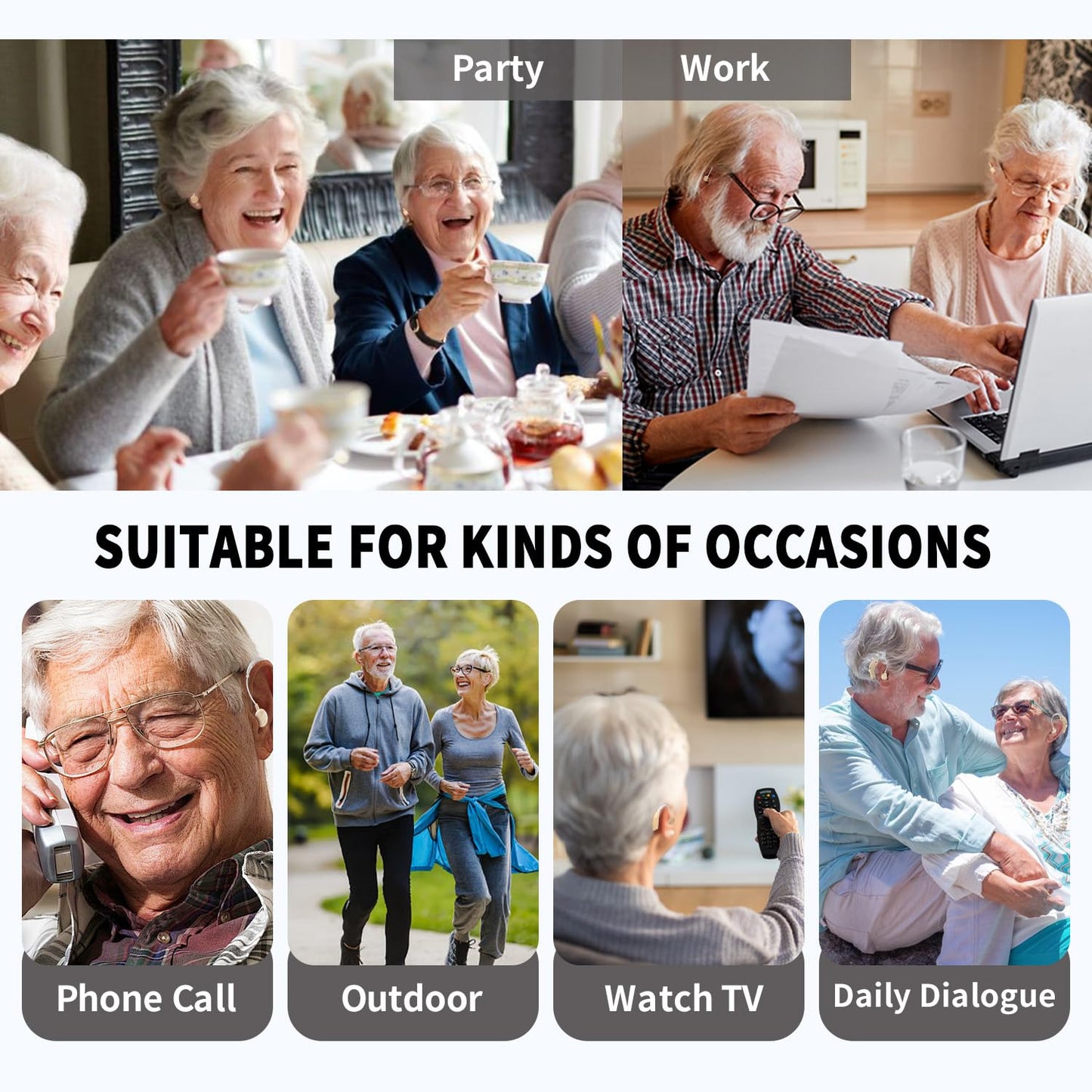 Auxiliares auditivos Wuvee, recargables, para personas mayores.