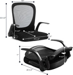 Silla de piso CoVibrant ergonómica plegable respaldo de malla, posabrazos