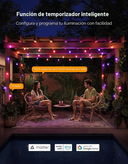 Tira de luces S14 Govee para exteriores, 96FT, Impermeable IP66.