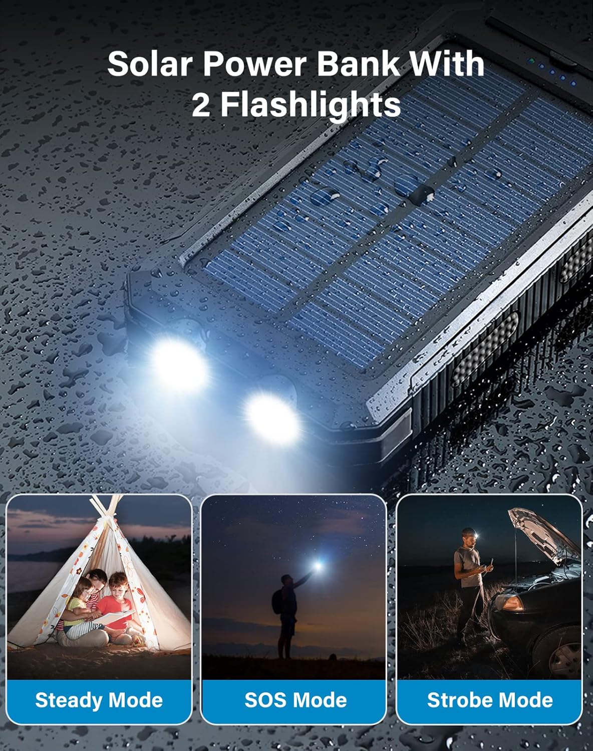 Banco de energía solar portátil de 36800 mAh