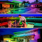 Tira de luces LED para exteriores, 200FT, impermeable, control rem.