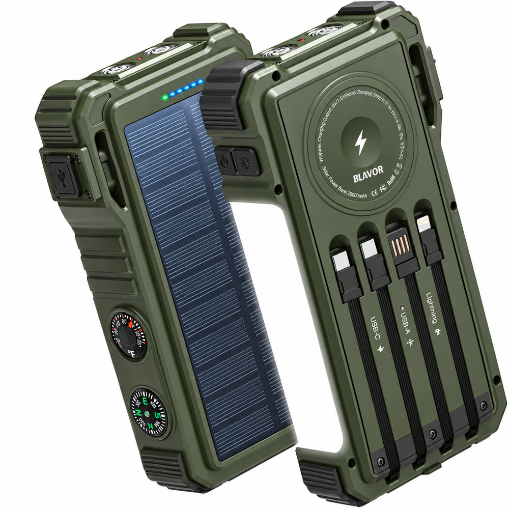 Cargador Solar Blavor PN-W39, con cables, para Samsung, Apple (USADO)