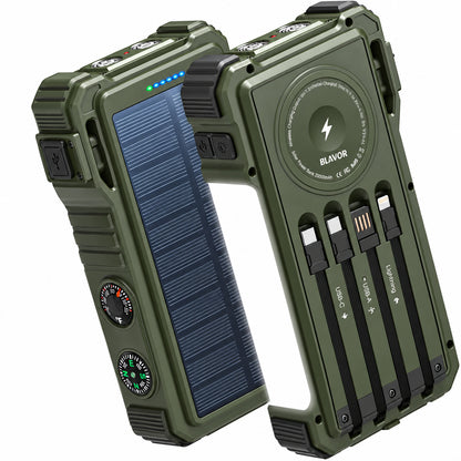 Cargador Solar Blavor PN-W39, con cables, para Samsung, Apple (USADO)