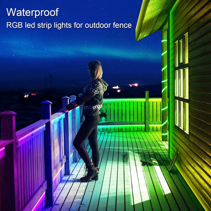 Tira de luces LED para exteriores, 200FT, impermeable, control rem.