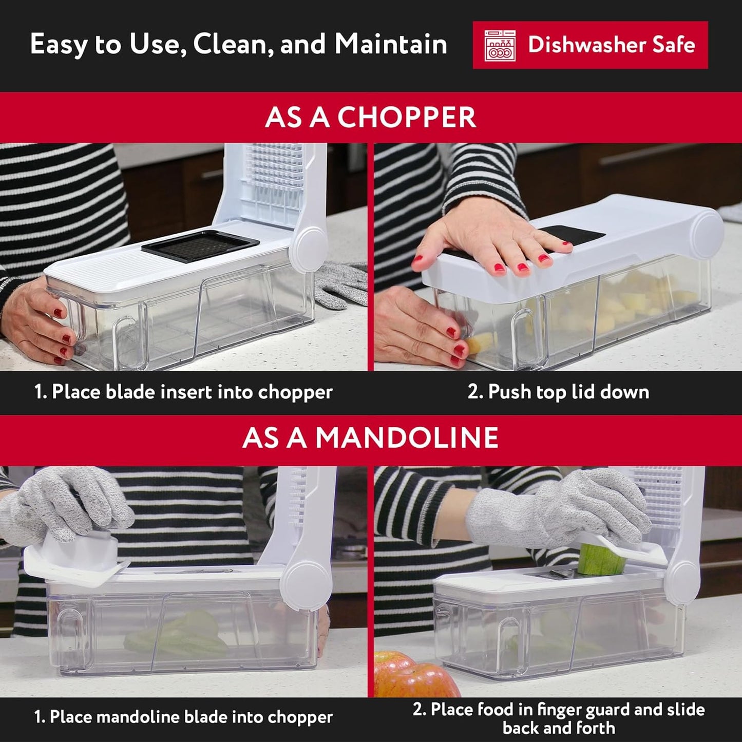 Picadora y mandolina con bandeja extraíble, 7 en 1, Fullstar.