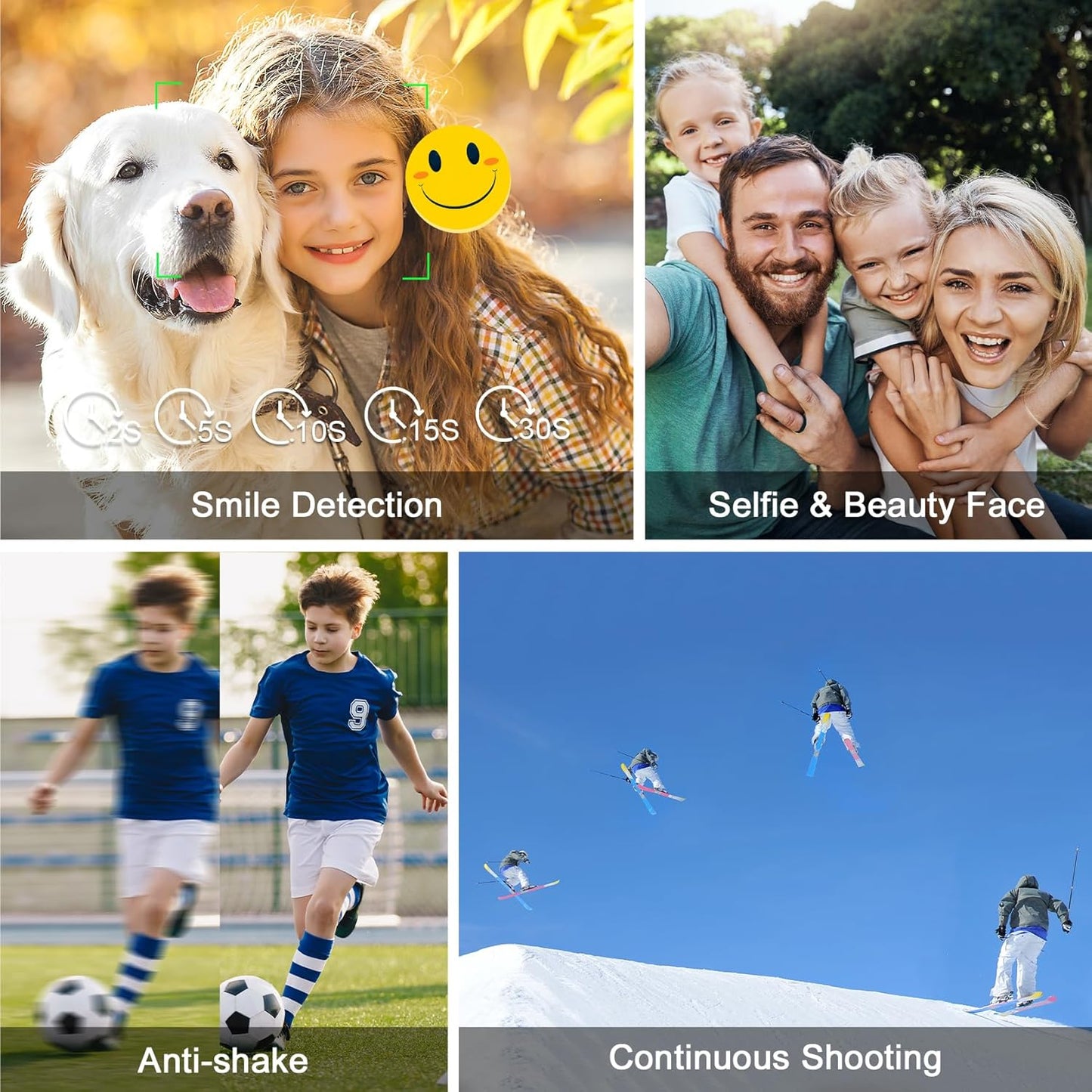 Cámara Digital de 64 MP, Zoom 16X, FHD 1080P, 32 GB, 2 Baterías.