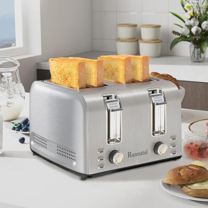 Tostador de acero inoxidable 4 rebanadas extra anchRunnatal