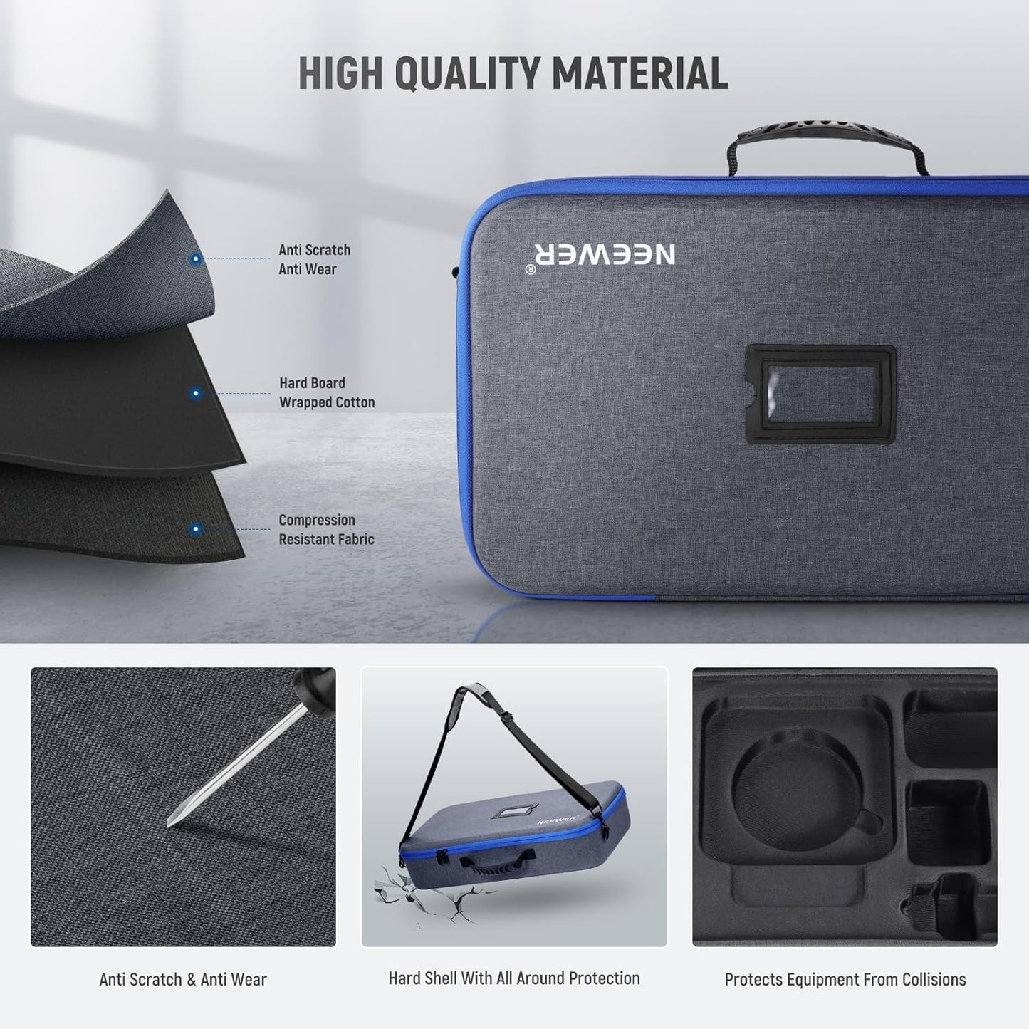 Bolsa de transporte Neewer para Q4, compartimentos dedicados.