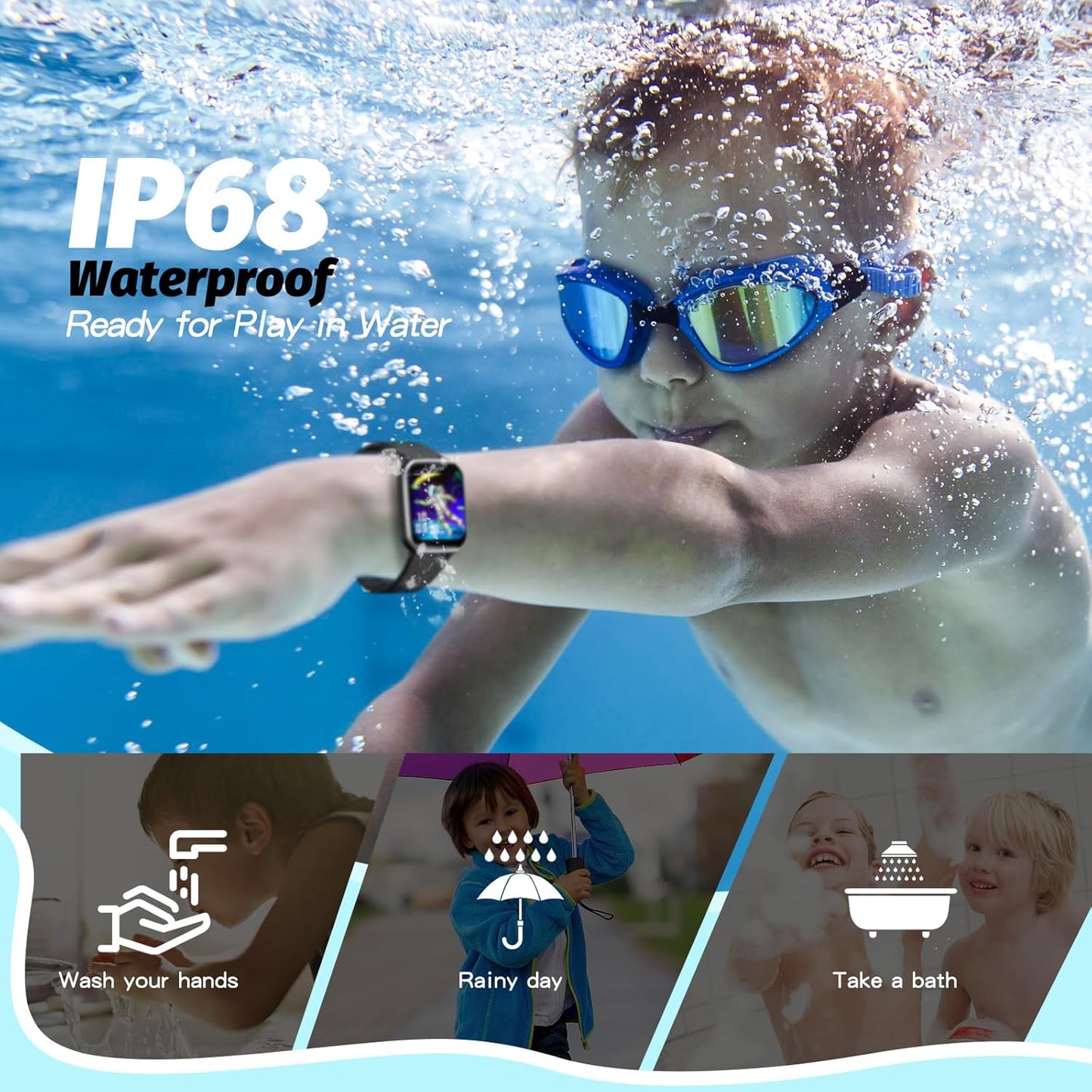 YOUSOKU - Reloj inteligente para niños y niñas, rastreador de fitness.