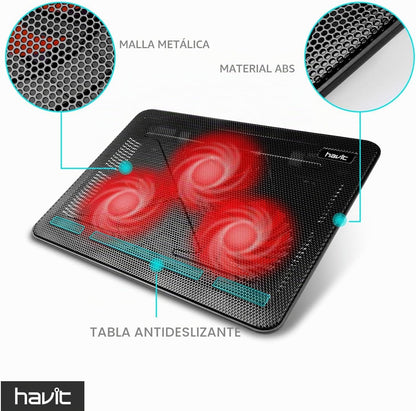 Base Enfriadora Havit HV-F2056-R para Laptop 17" USB
