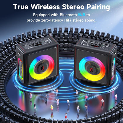 Karaoke PPMIC MS75-T Bluetooth 5.3 Con 3 Micrófonos RGB