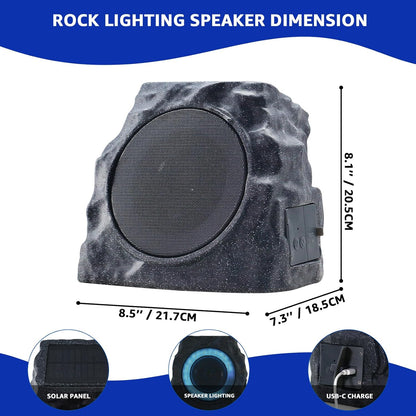 Altavoces solares con forma de roca para exteriores, LED- IP44 (DETALLE)