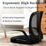 Silla de piso CoVibrant ergonómica plegable respaldo de malla, posabrazos