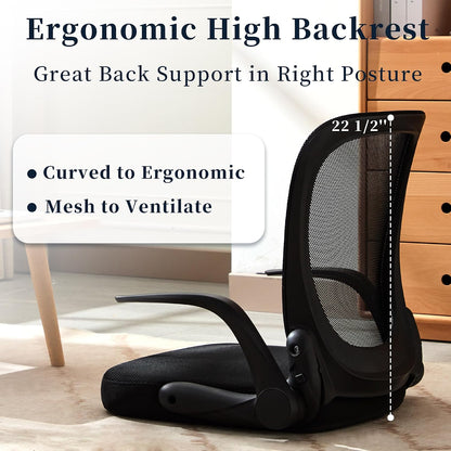 Silla de piso CoVibrant ergonómica plegable respaldo de malla, posabrazos