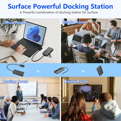 Docking Station Triple Displays Dual HDMI+VGA, 12 en 1